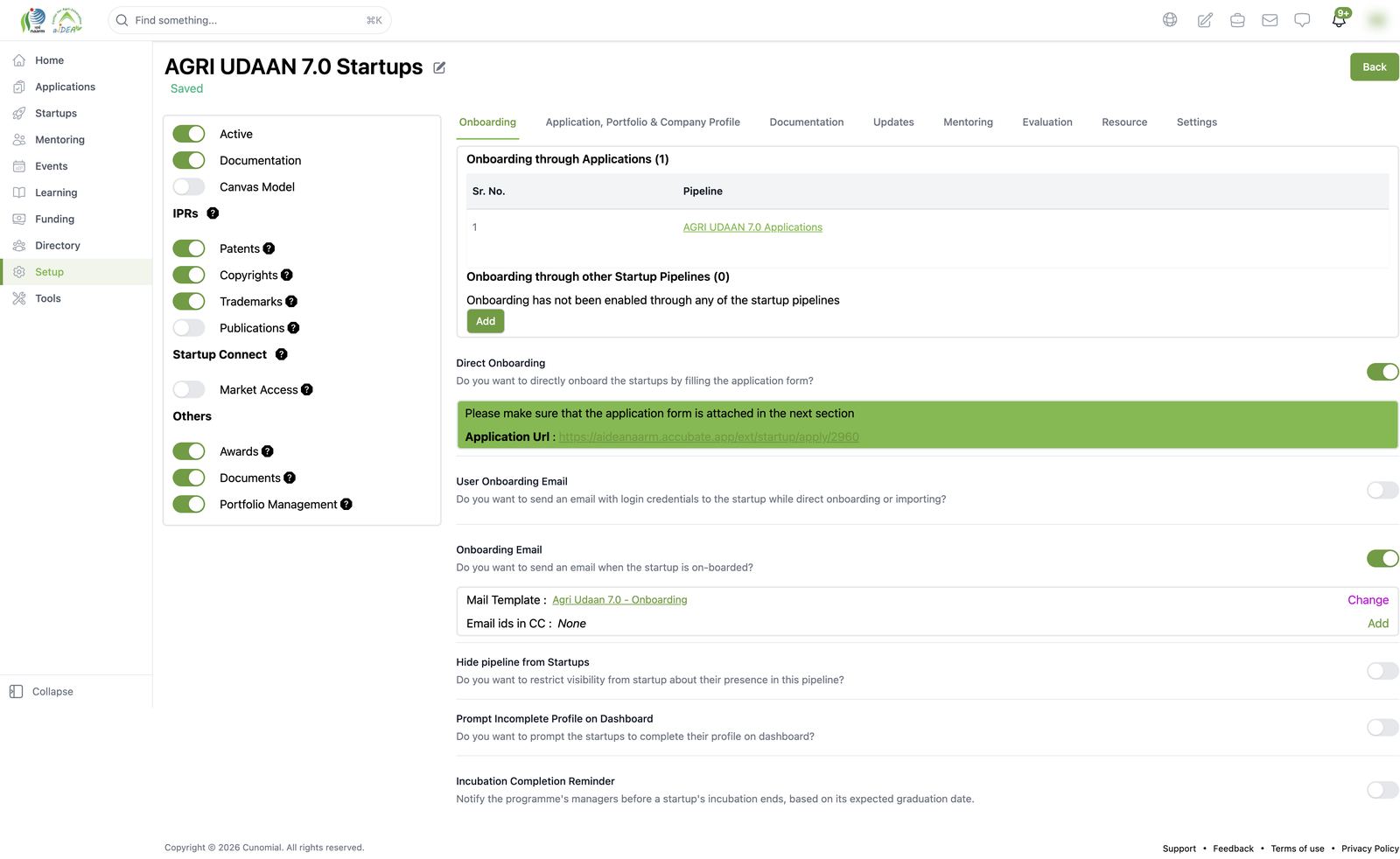 Startup pipeline editor: Onboarding tab