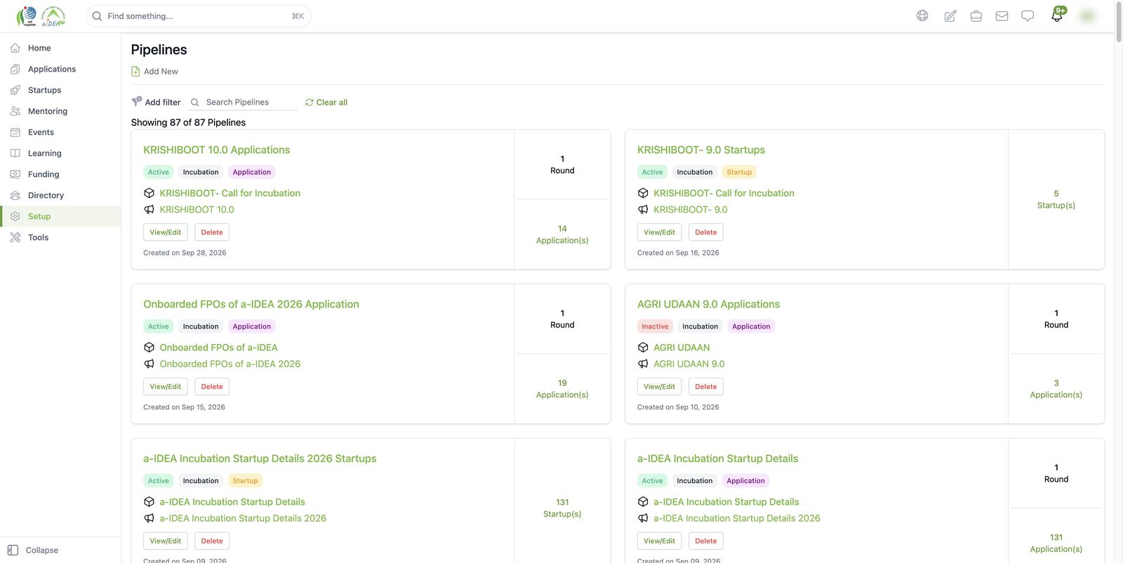 Pipelines (Setup > Pipeline)