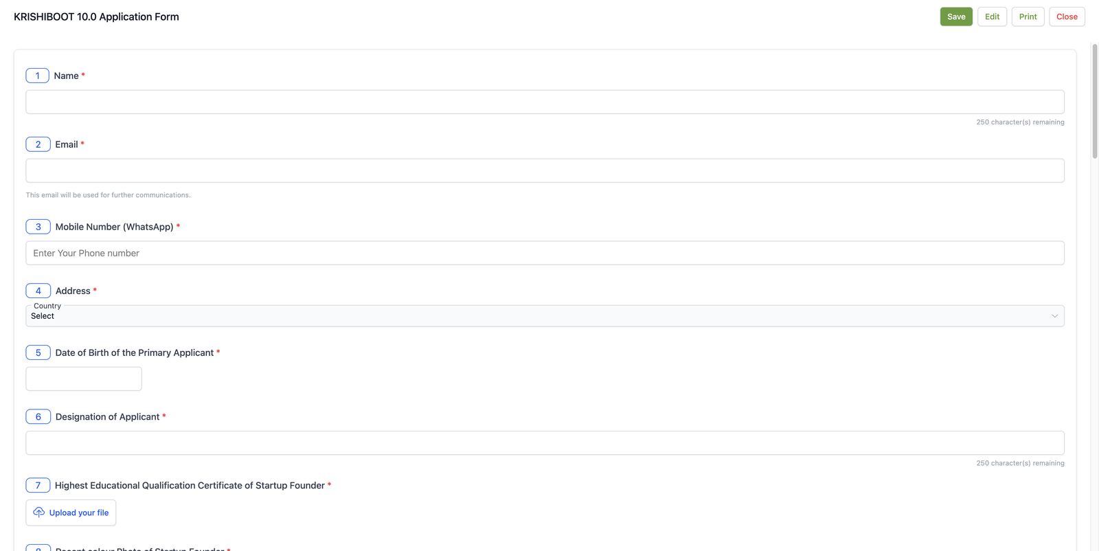 Form builder (preview mode)