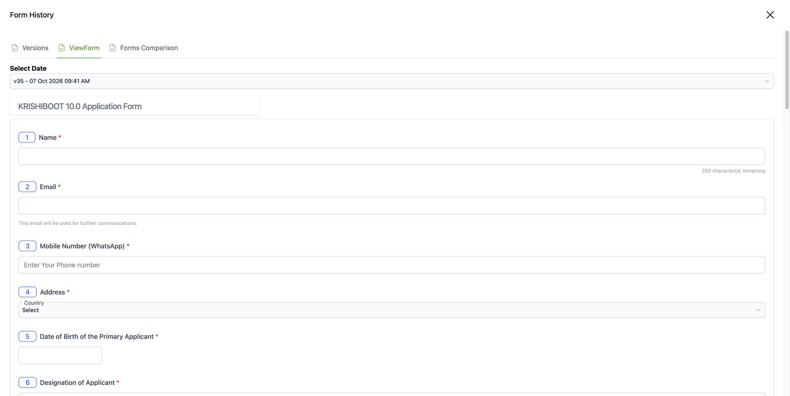 Form History: View a version