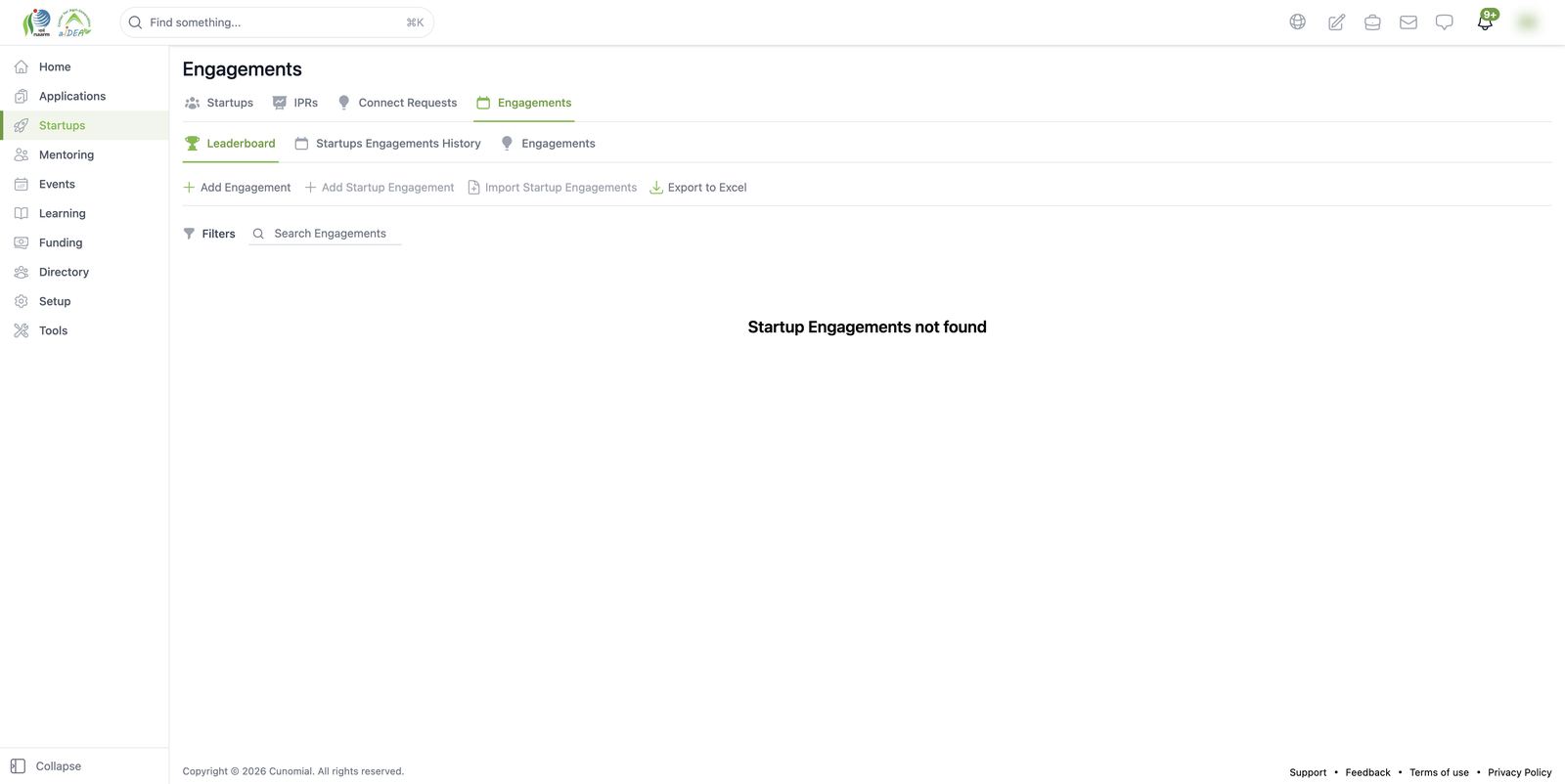 Engagements: leaderboard