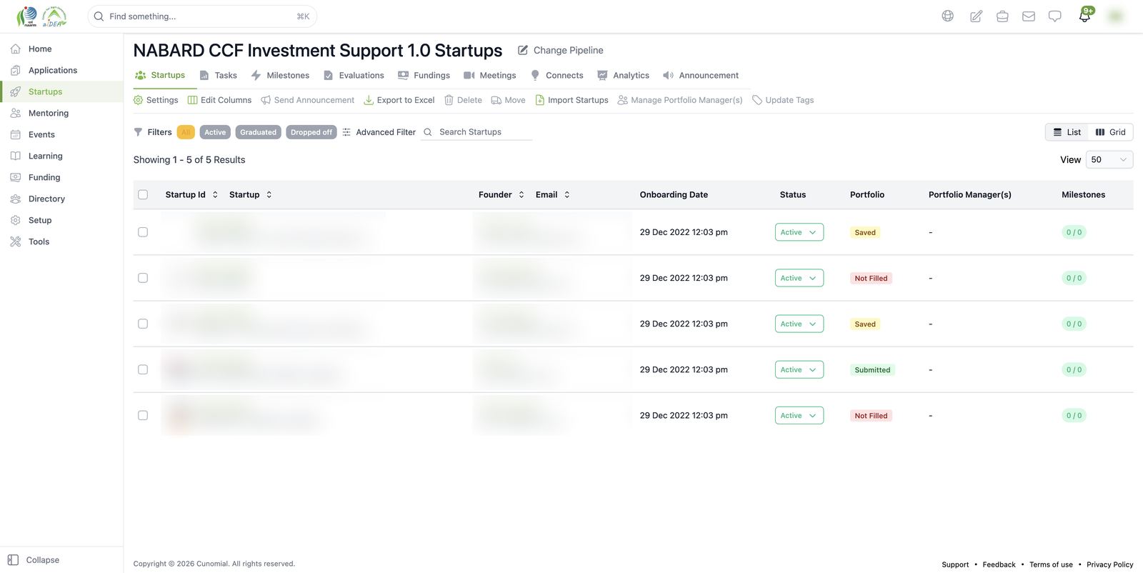 Pipeline workspace with portfolio-form status