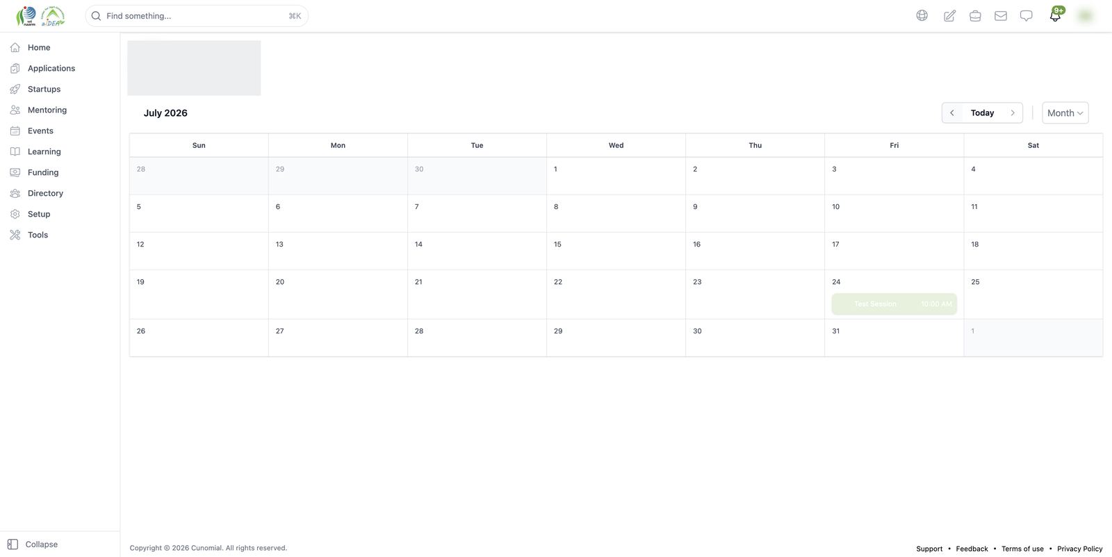 My calendar: month view