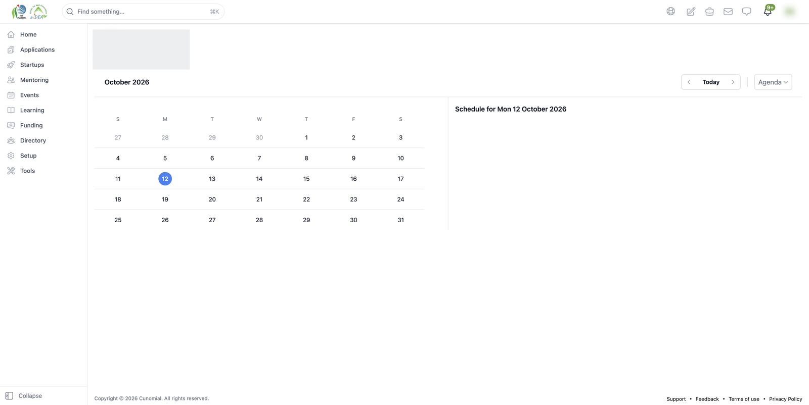 My calendar: agenda (list) view