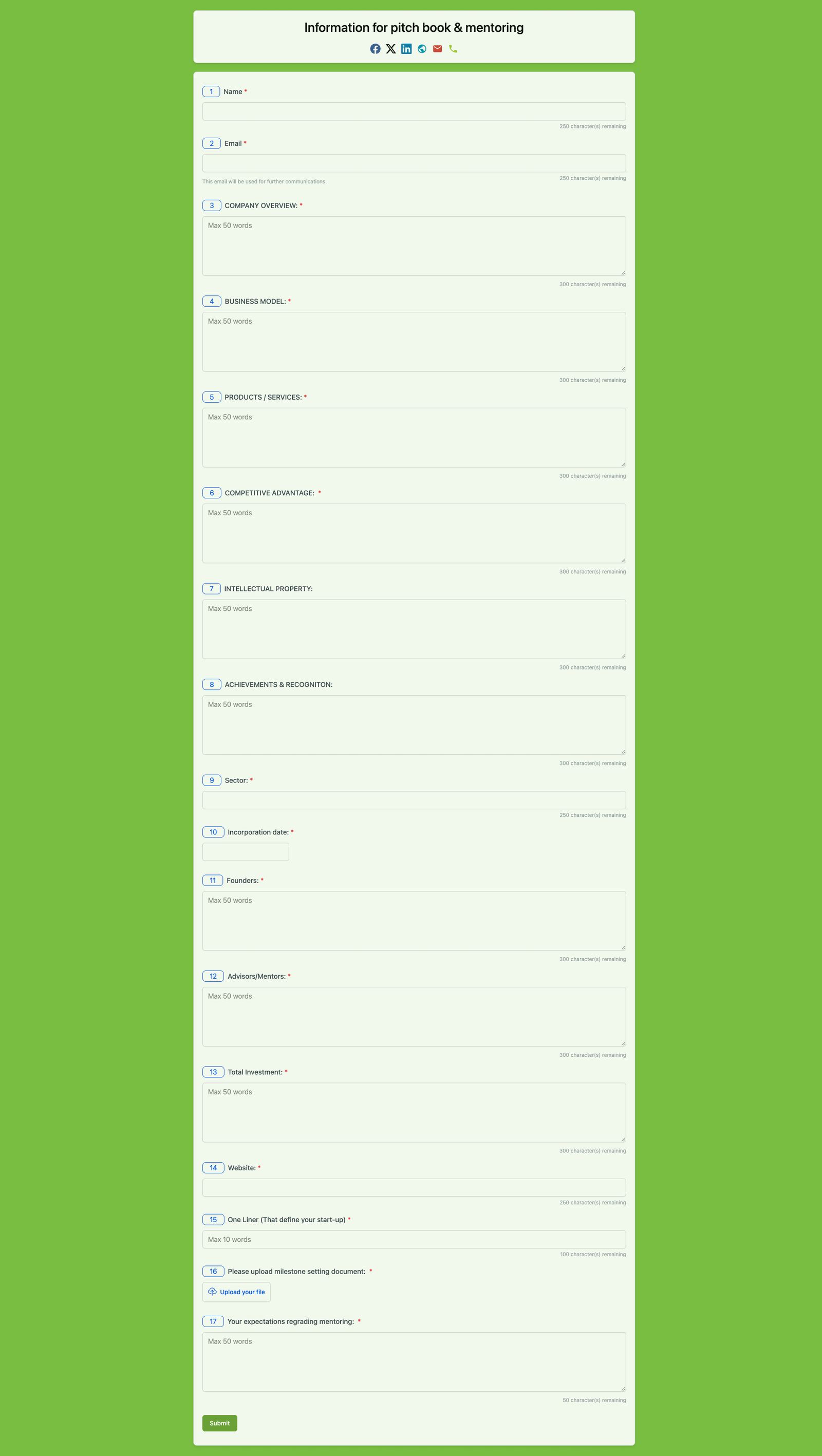 Public survey form (respondent view)