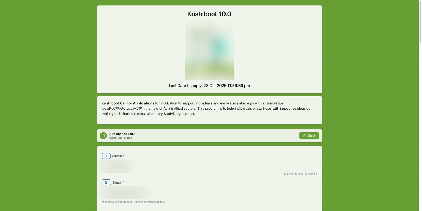 A call's public page (KRISHIBOOT 10.0)