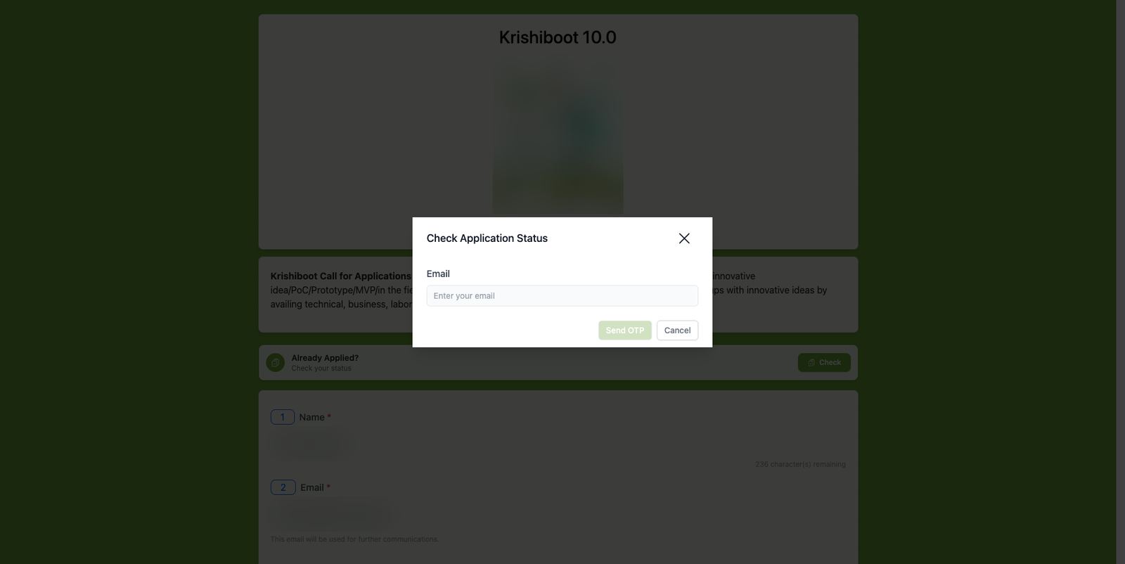 Check application status (email OTP)