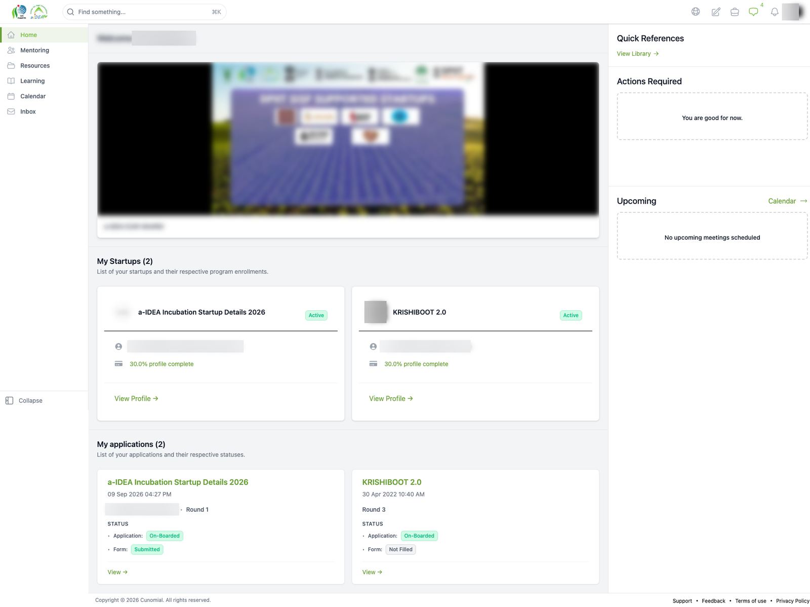 Founder home (dashboard)