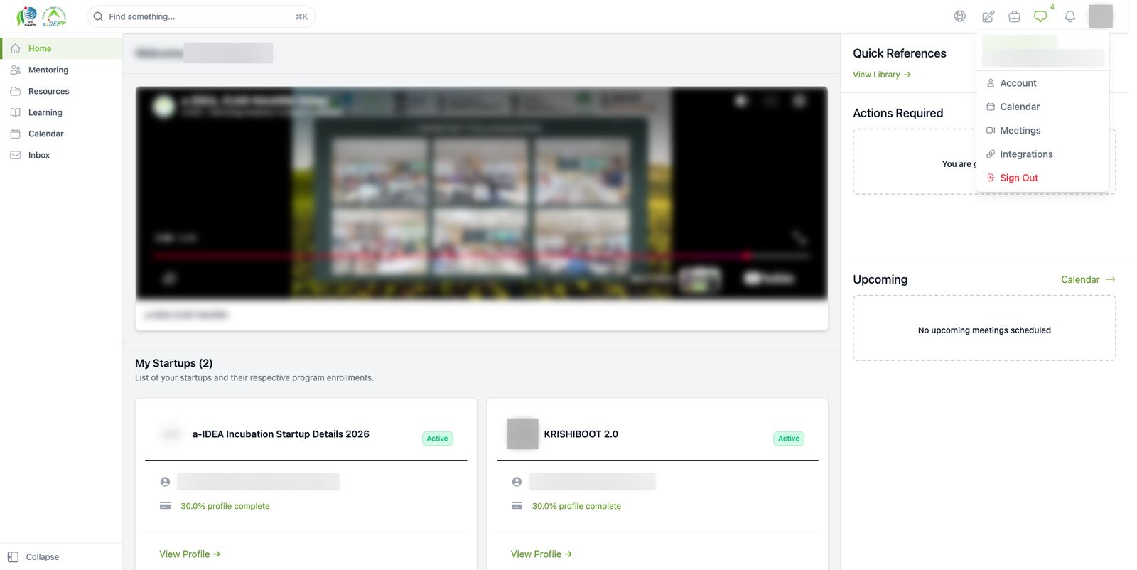 Left menu and user menu (founder modules)