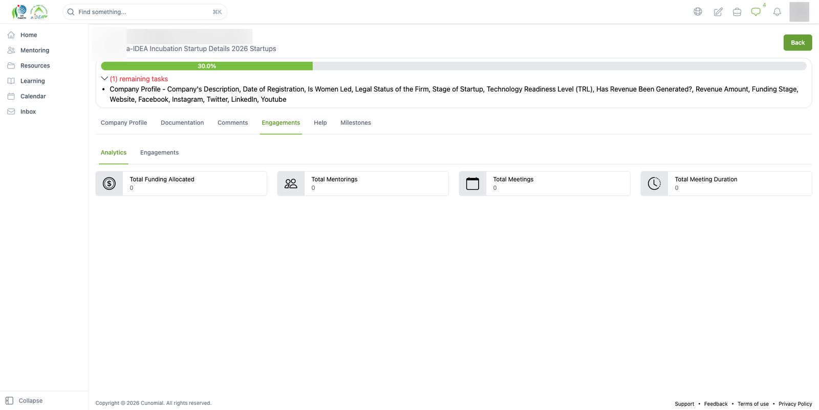 Startup profile: Engagements (analytics)