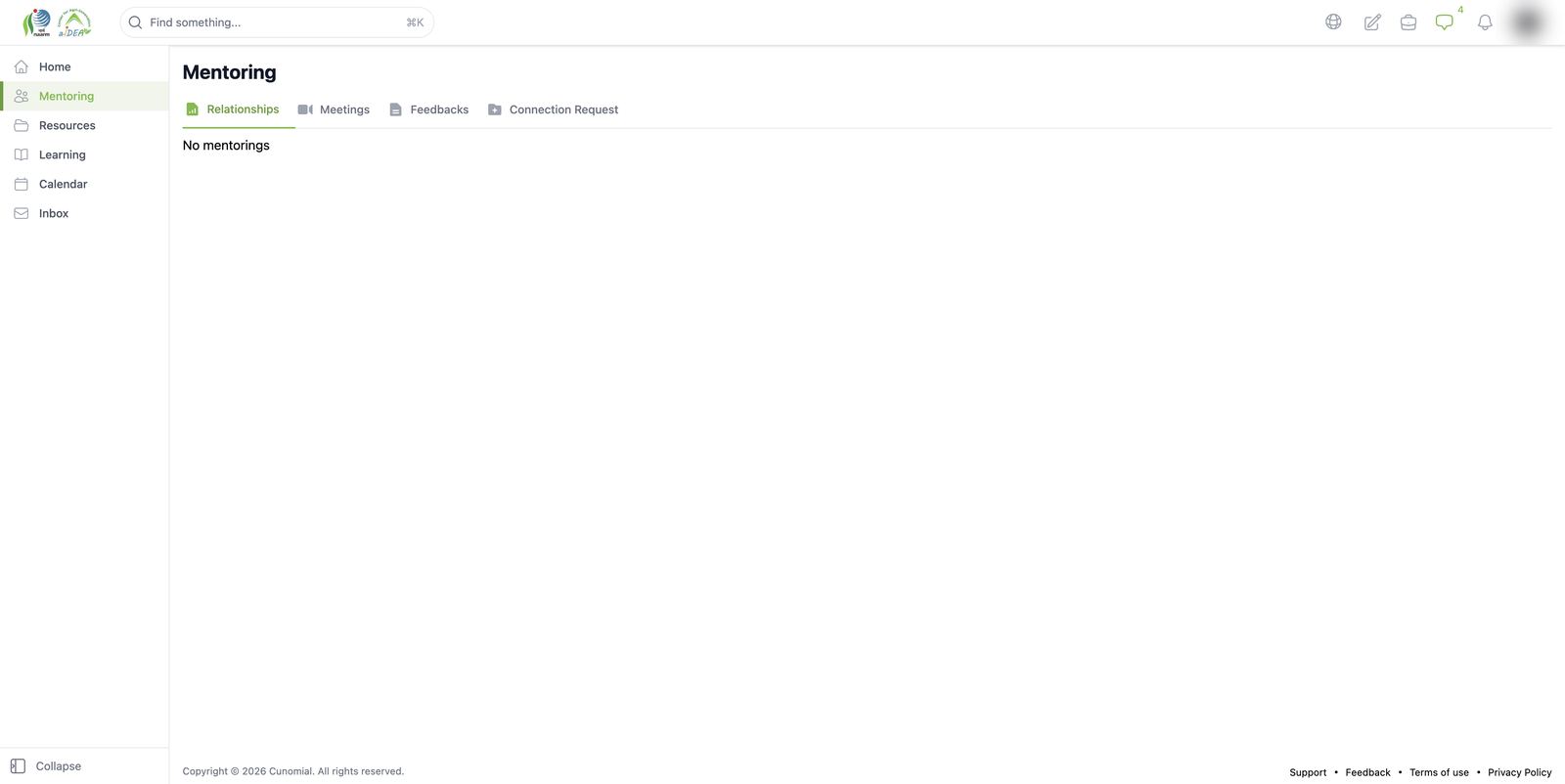 Mentoring (founder): Relationships tab