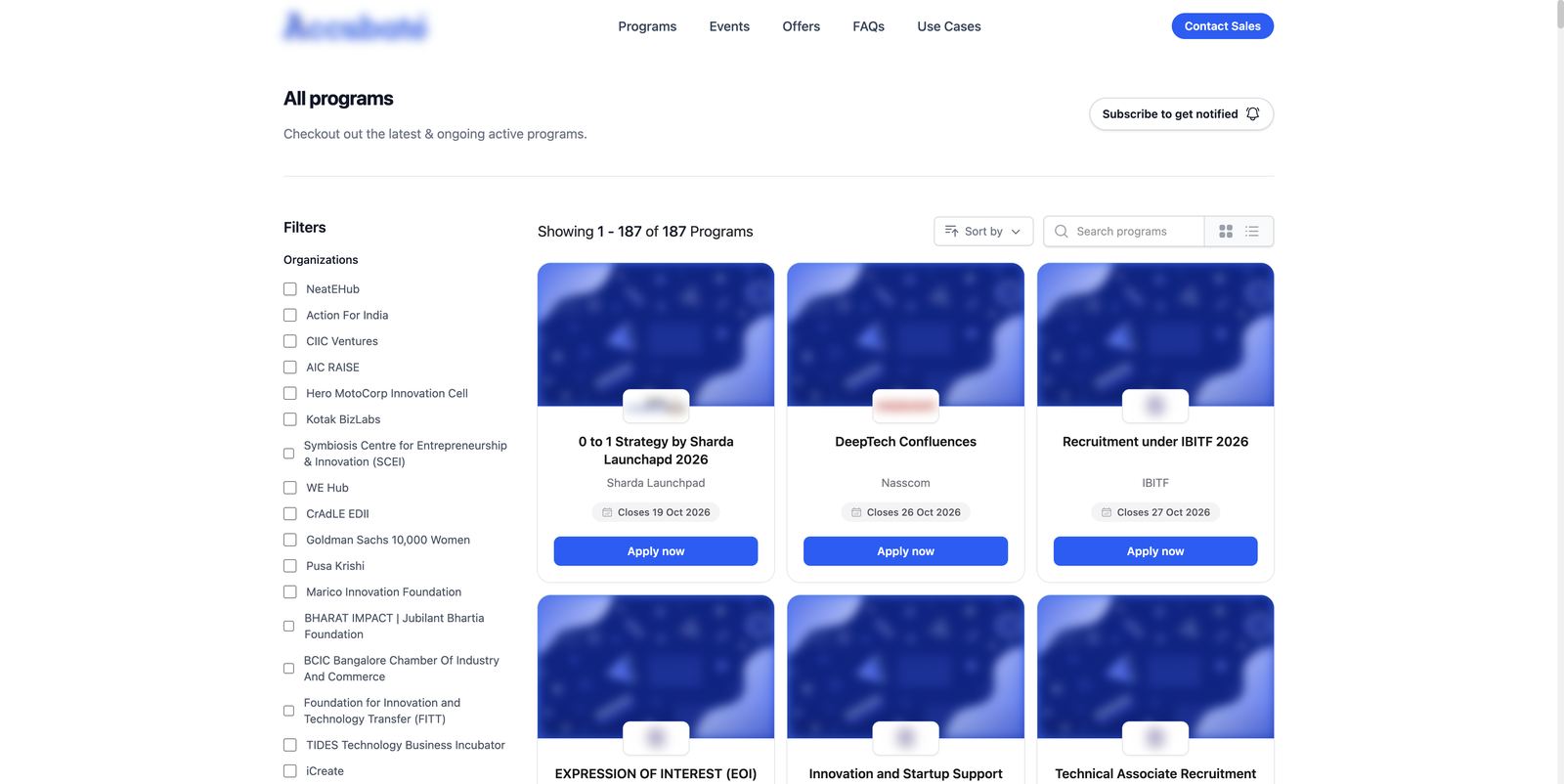 Accubate public marketplace: All programs