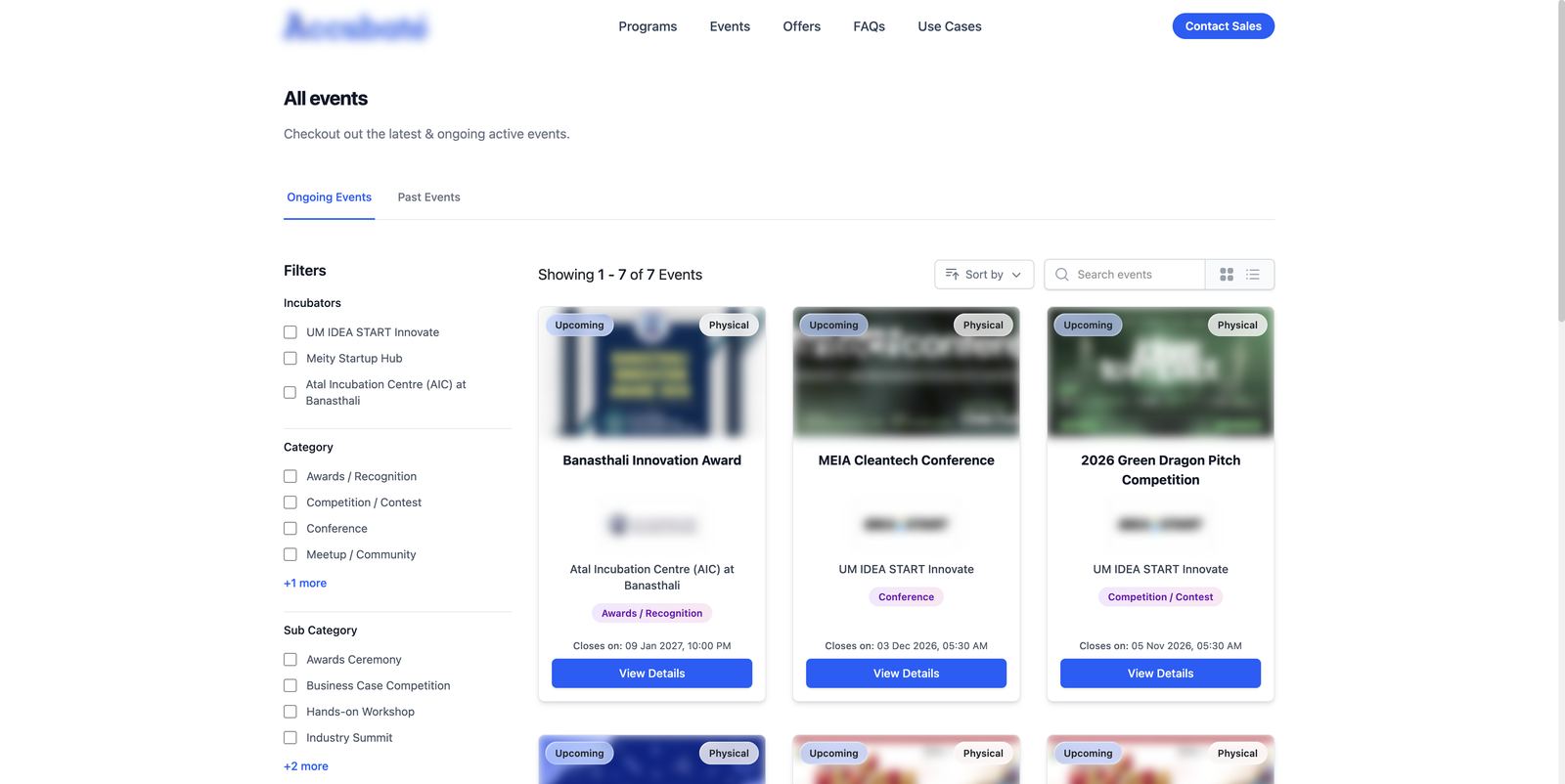 Accubate public marketplace: All events
